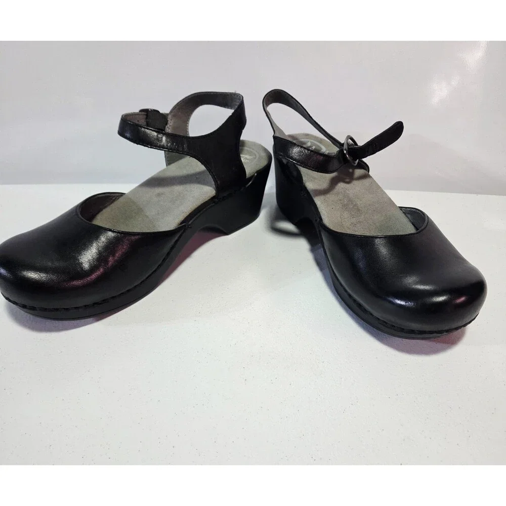 Dansko Sam Mary Jane Closed Toe Sandals Black Leather EU41 US 10.5-11 - Picture 4 of 7